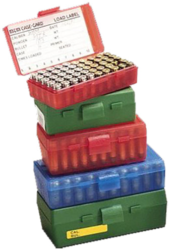 MTM Case-Gard P503210 Case-Gard P-50 Flip-Top 50-Round Multi-Caliber Handgun Ammo Box Green Poly