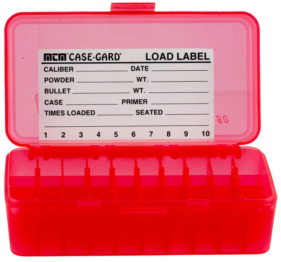 MTM Case-Gard P504429 P-50 Flip-Top 50-Round Multi-Caliber Ammo Box Clear Red Polypropylene