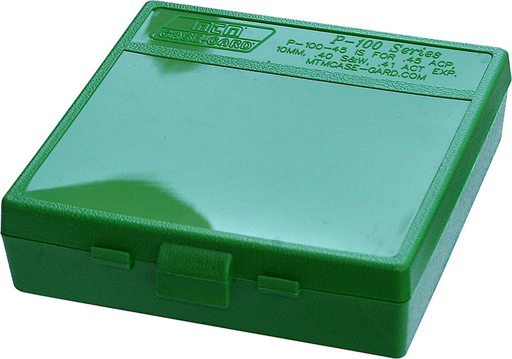 MTM Case-Gard P1004510 Flip-Top Ammo Box 100rd Multi Caliber Green Polypropylene