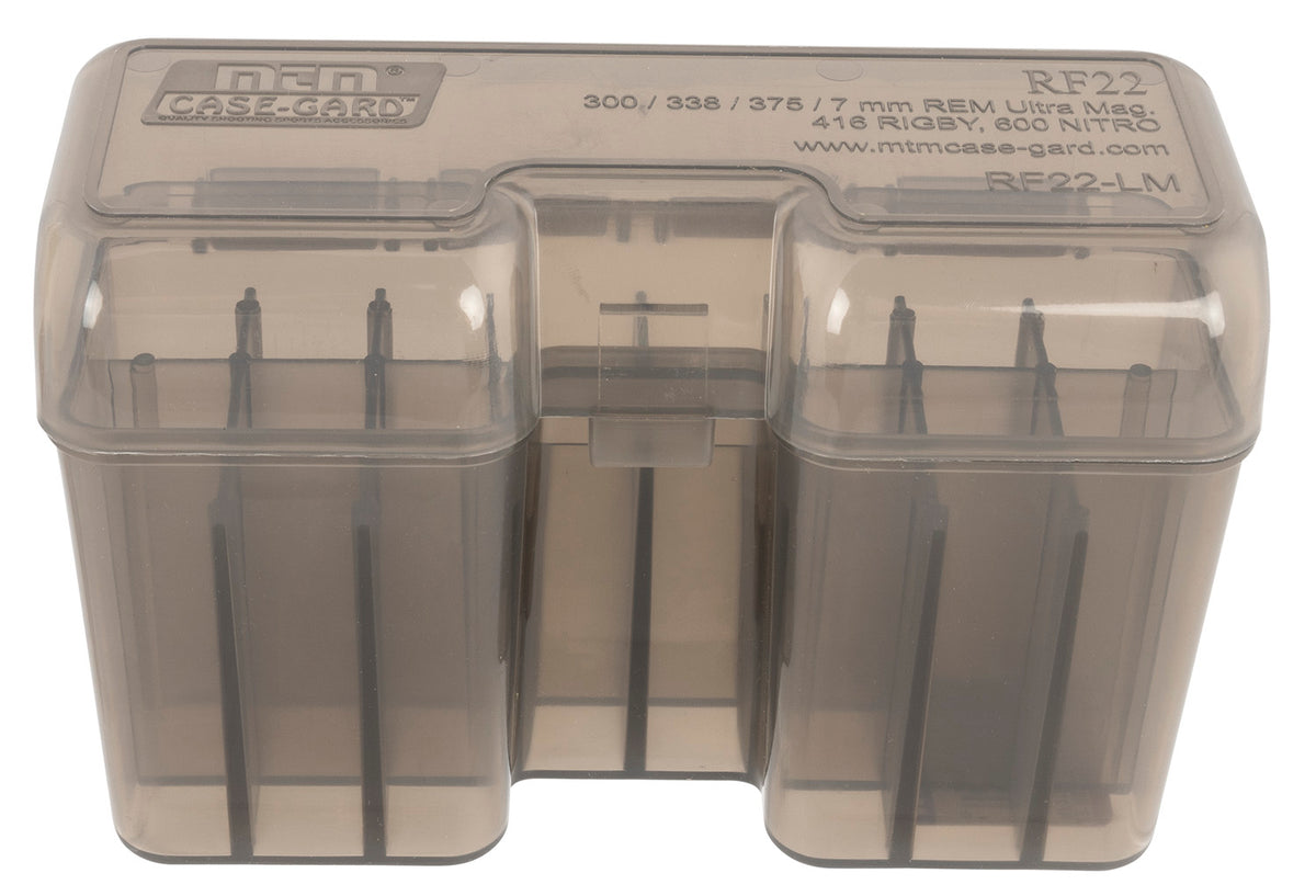 MTM Case-Gard RF22SM41 Flip-Top Ammo Box 22rd Multi Caliber Rifle Clear Smoke Polypropylene