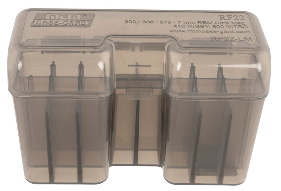 MTM Case-Gard RF22SM41 Flip-Top Ammo Box 22rd Multi Caliber Rifle Clear Smoke Polypropylene