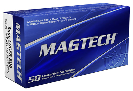 Magtech 9G Sport Shooting Range/Training Subsonic Full Metal Jacket Flat Subsonic  147 Grain 9mm Luger/Parabellum
