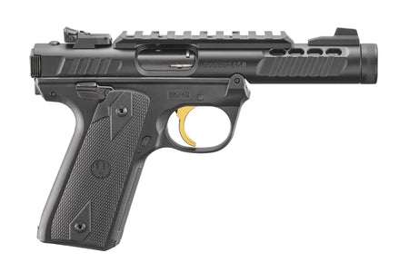 Ruger 43956 Mark IV 22/45 Lite 22 LR 10+1 4.40" Stainless Threaded Barrel, Black Anodized Serrated Slide w/Picatinny, Black Anodized Polymer Frame, Black Checkered 1911-Style Grip
