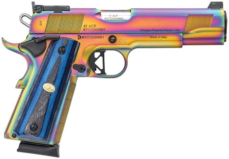 Charles Daly 440183 1911 Empire Full Size Frame 45 ACP 8+1 5" Stainless Steel Barreln Nebula PVD Steel Serrated Slide & Frame w/Beavertail, Blue Laminate Grip