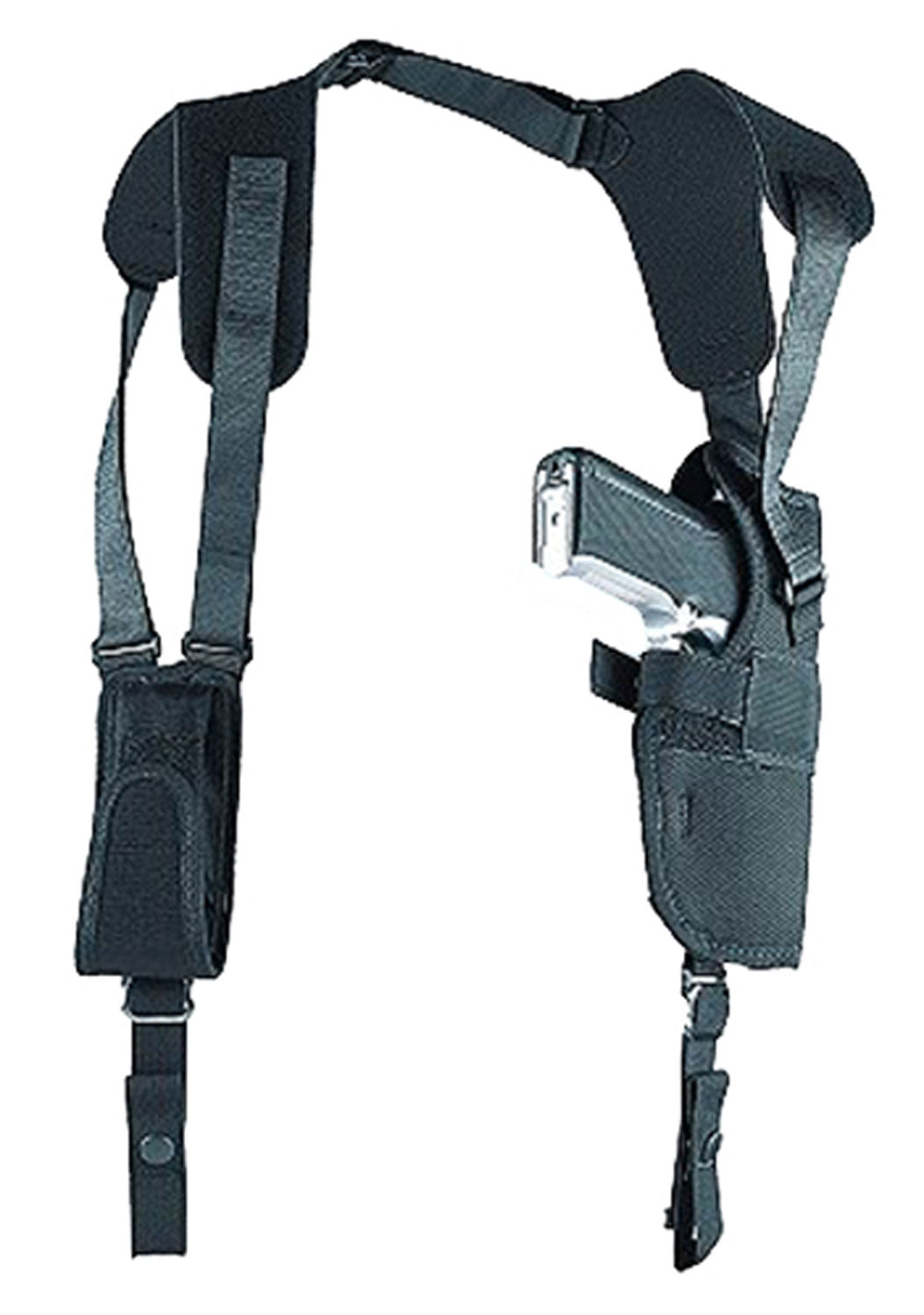 Uncle Mike's 83021 Sidekick Vertical Shoulder Holster Size 02 Black Cordura for Med/Large DA Revolver 3-4" Barrel Right Hand