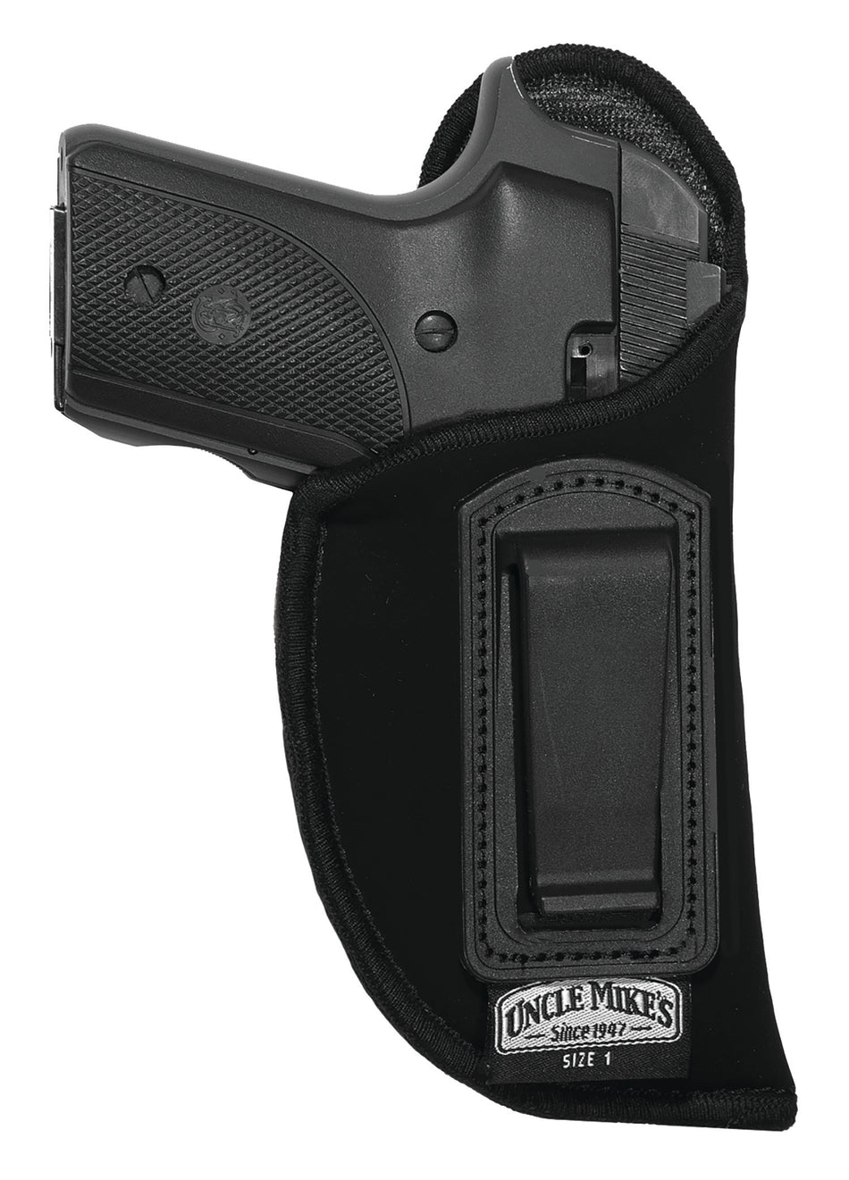 Uncle Mike's 89102 IWB Inside the Pants Holster Size 10 Black Suede-Like Belt Clip for .22-.25 Cal Small Autos Left Hand