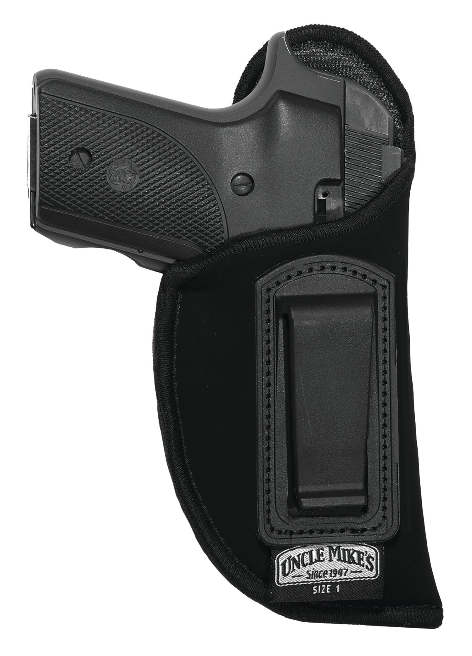 Uncle Mike's 89101 IWB Inside the Pants Holster Size 10 Black Suede-Like Belt Clip for .22-.25 Cal Small Autos Right Hand
