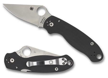 Spyderco C223GP Para 3 2.95" Folding Clip Point Plain CPM S45VN SS Blade Black G10 Handle with Pocket Clip