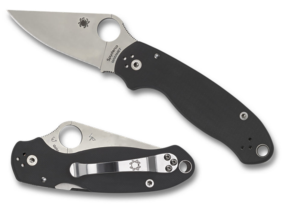 Spyderco C223GP Para 3 2.95" Folding Clip Point Plain CPM S45VN SS Blade Black G10 Handle with Pocket Clip