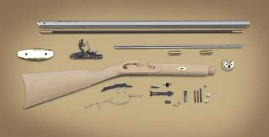 Traditions Frontier Flintlock Rifle Kit .50 Cal 28" White Barrel - Raw Wood Stock