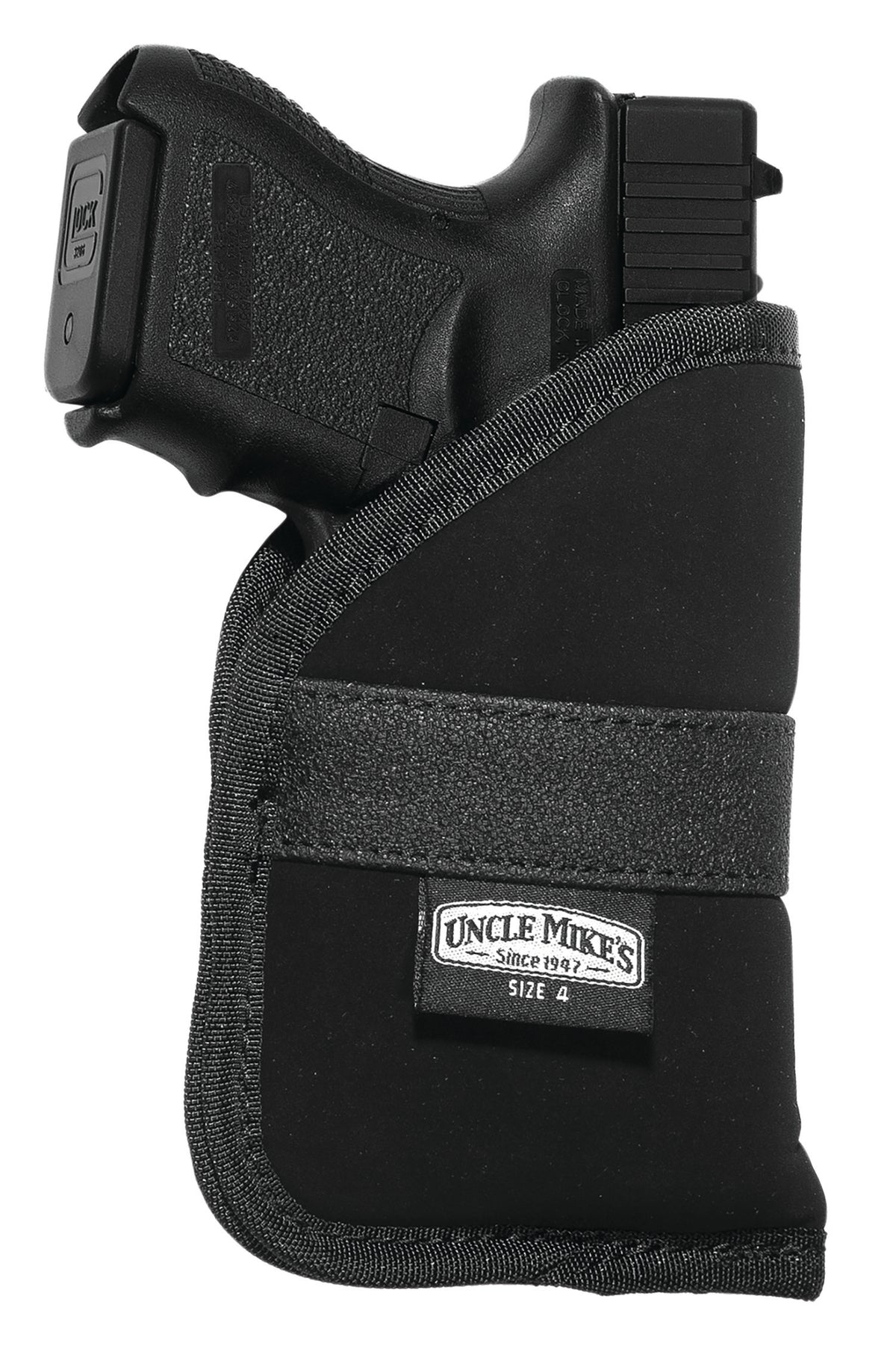 Uncle Mike's Inside The Pocket Holster Open Top Size 04 Black Nylon Fits Subcompact 9/40 Auto Right Hand