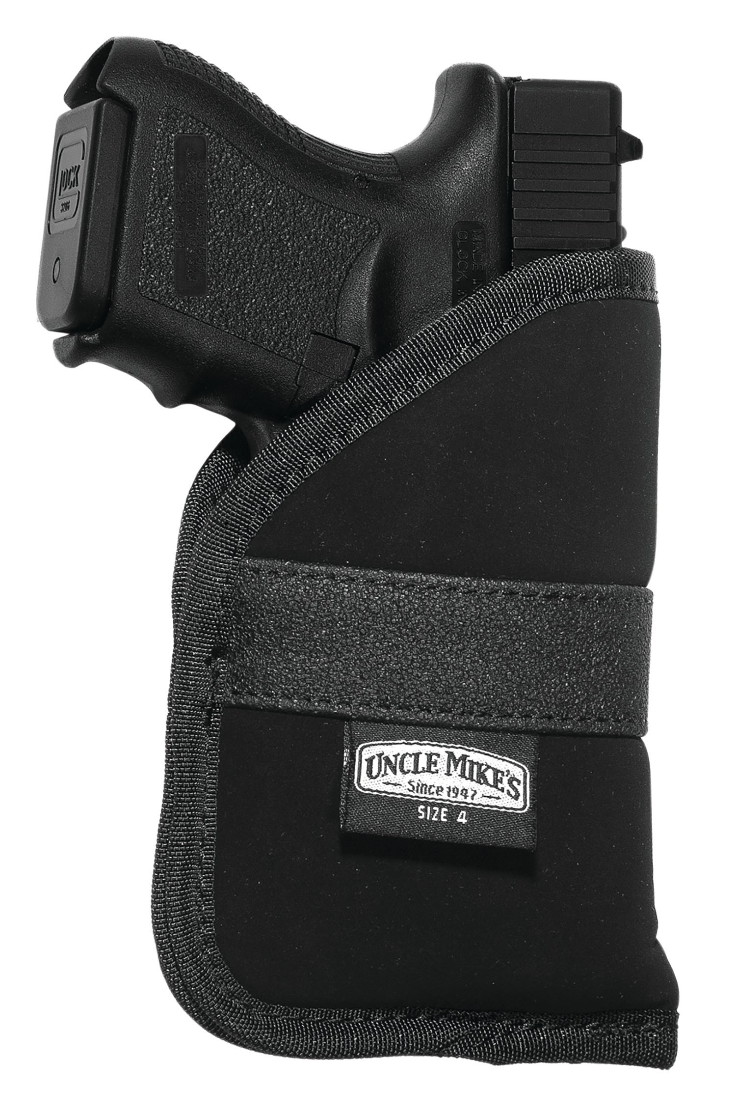 Uncle Mike's Inside The Pocket Holster Open Top Size 04 Black Nylon Fits Subcompact 9/40 Auto Right Hand