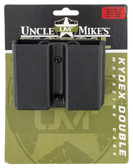 Uncle Mike's 51361 Kydex Double Mag Case Black Belt Clip 9mm Luger/.40 S&W 1.75" Belt
