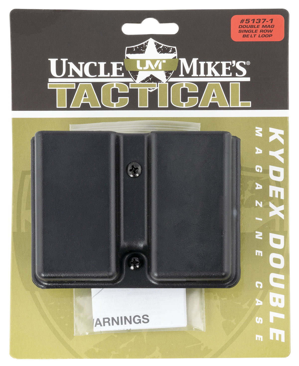 Uncle Mike's 51371 Kydex Double Mag Case Black Belt Clip Single Stack Magazines 1.75" Belt