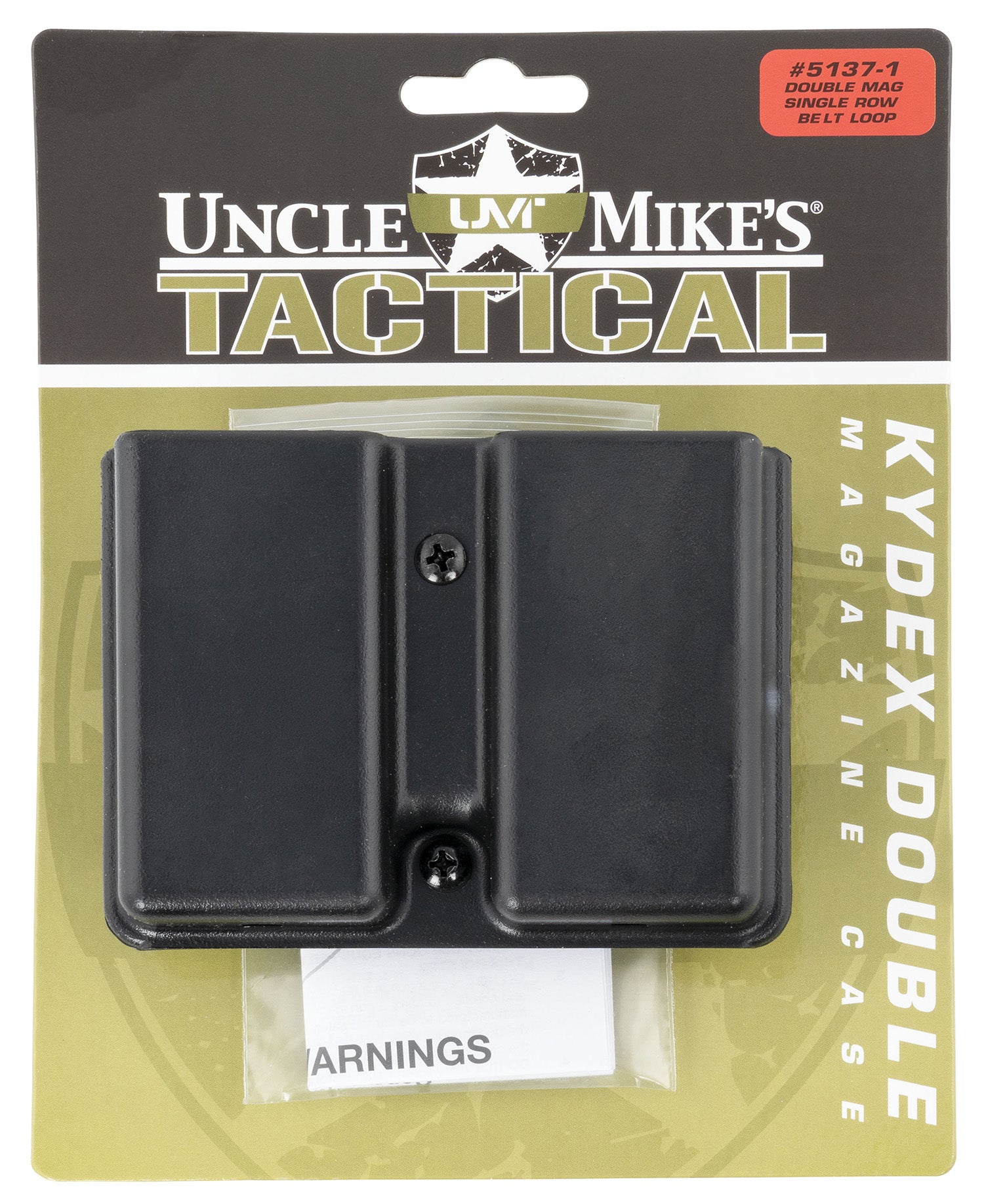 Uncle Mike's 51371 Kydex Double Mag Case Black Belt Clip Single Stack Magazines 1.75" Belt