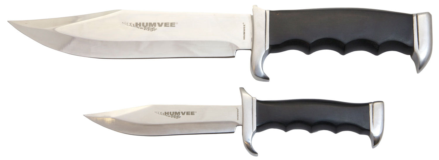 Humvee Adventure Gear HMVBC02BK Bowie Knife Combo Set Fixed Spear Point Polished Stainless Steel Black Pakawood Handle with Sheath