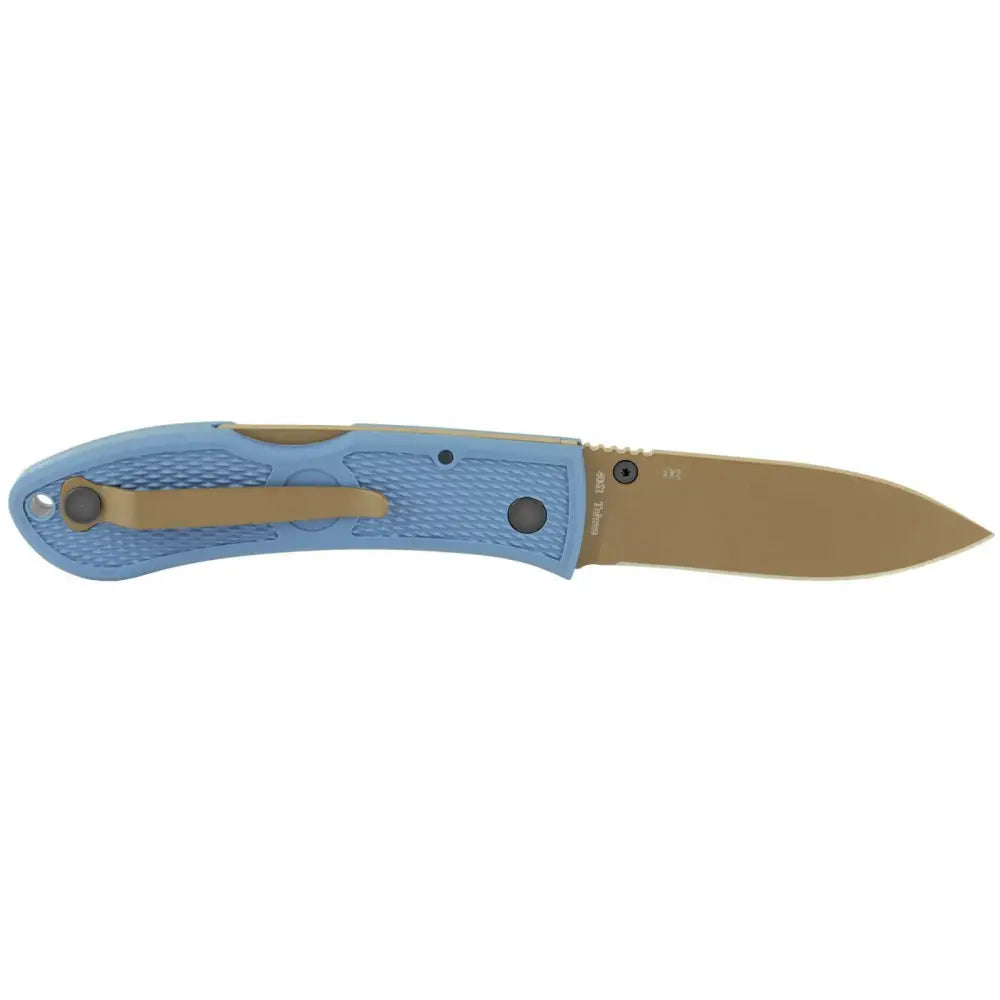 Ka-Bar Dozier 3in D2 Folding Hunter Knife Drop Point Blue Grip with Pocket Clip