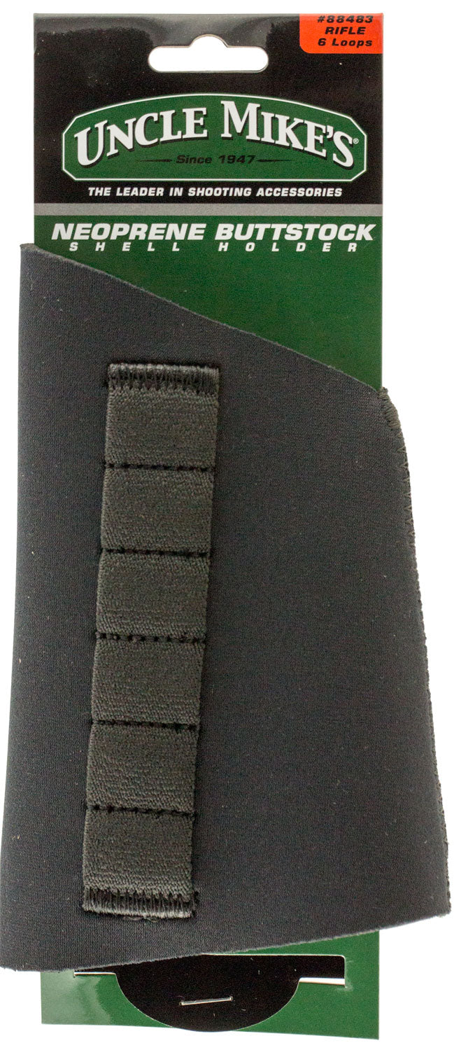 Uncle Mike's 88483 Rifle Buttstock Shell Holder Black Neoprene 6rd Non-Slip