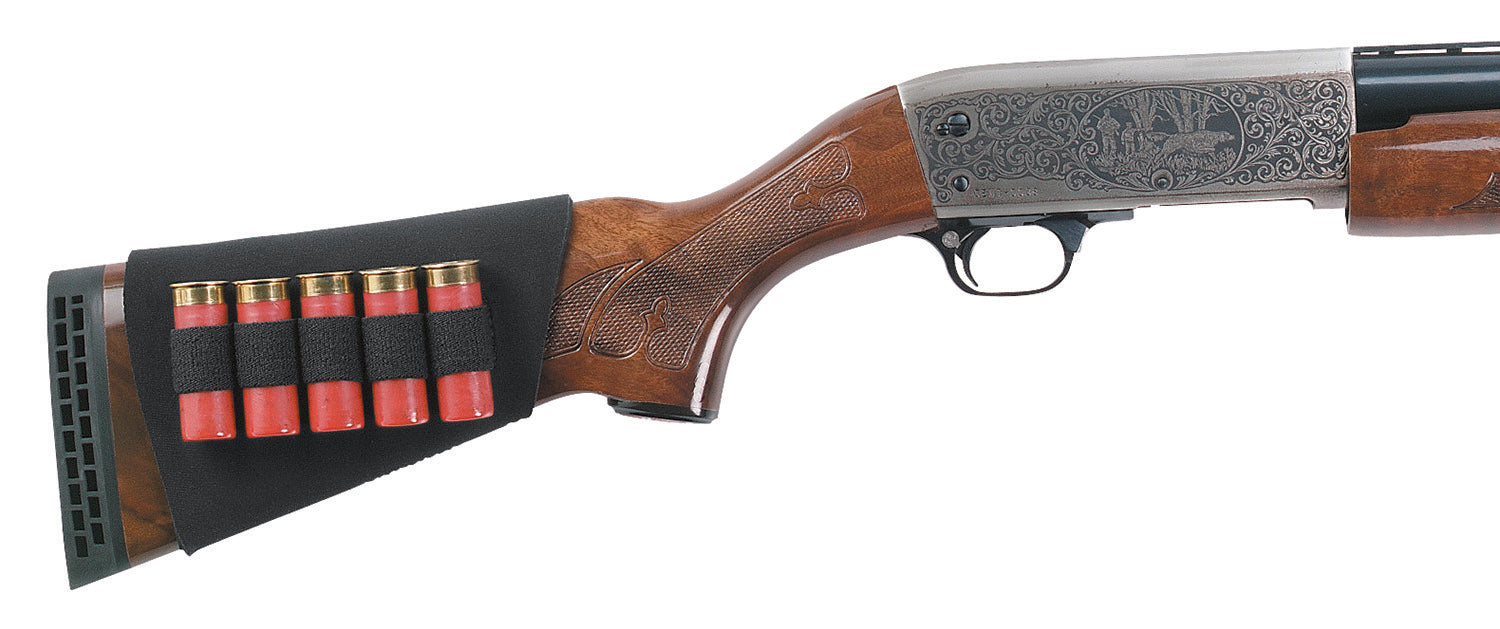 Uncle Mike's 88493 Shotgun Buttstock Shell Holder Black Neoprene 5rd Non-Slip
