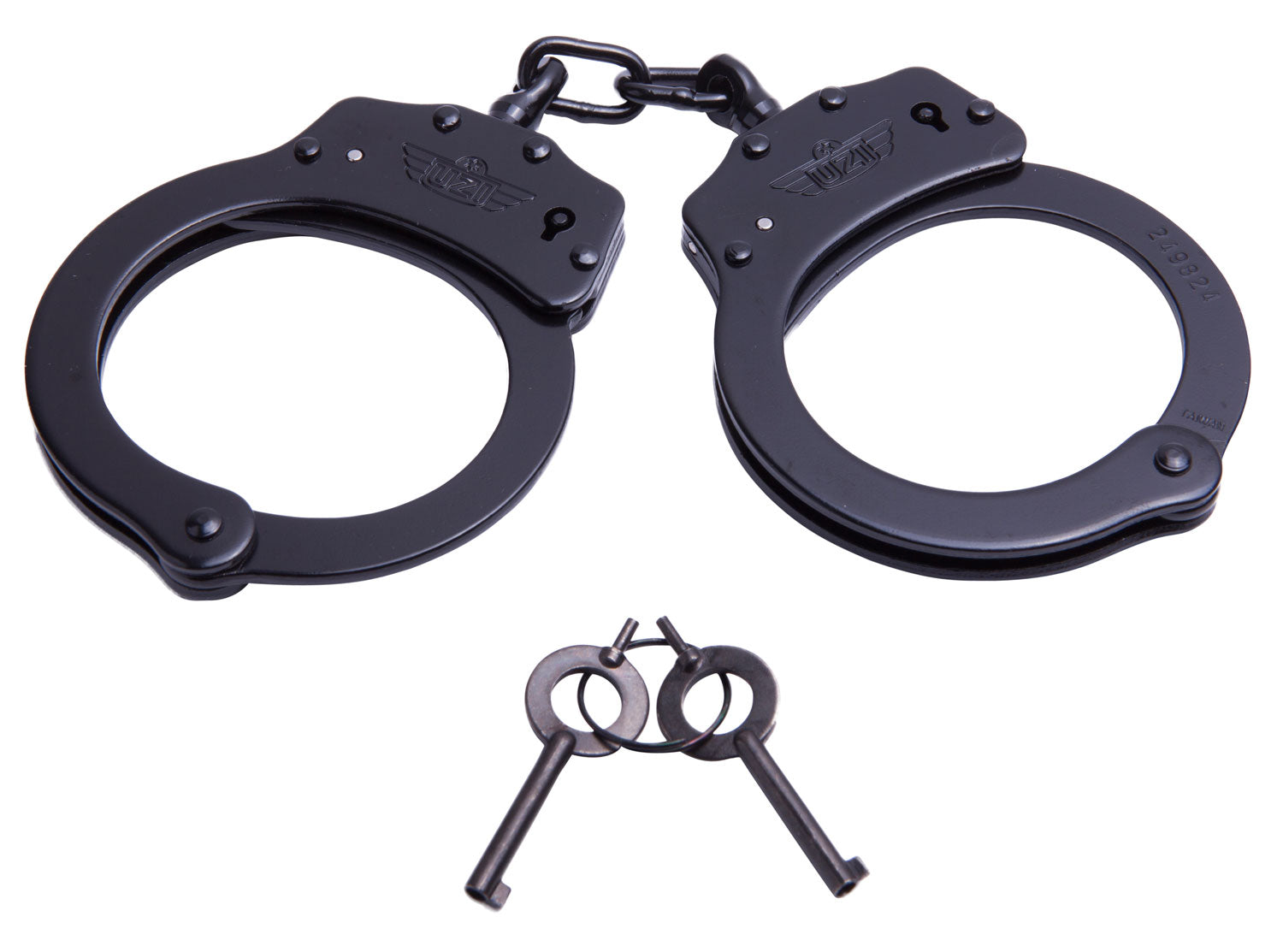 Uzi UZIHCCB Chain Handcuffs Black Stainless Steel Double-Lock with 2 Keys