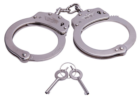 Uzi UZIHCCS Chain Handcuffs Silver Stainless Steel Double-Lock with 2 Keys