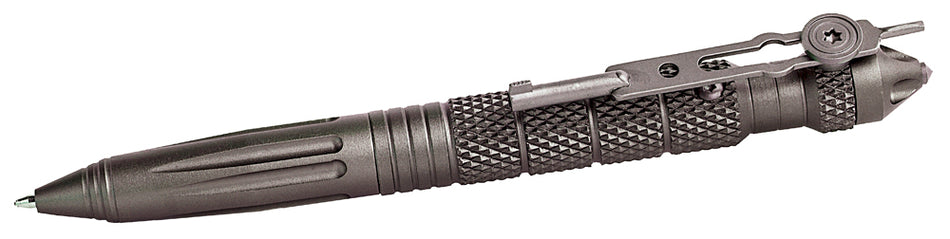 Uzi Accessories UZITACPEN4GM Tactical Pen Gun Metal Aluminum 6" w/ Glass Breaker & Cuff Key