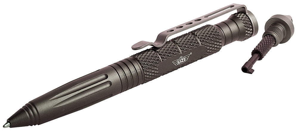 Uzi Accessories UZITACPEN6GM Tactical Pen Gun Metal Aluminum 6" w/ Glass Breaker & Cuff Key