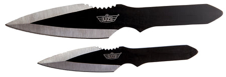 Uzi Accessories UZKTRW002 Throwing Knives Fixed Spear Point Black Stainless Steel Blade and Handle Set