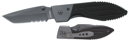 Ka-Bar 3075 Warthog 3" Folding Tanto Part Serrated 420HC SS Blade, Black G10 Handle with Pocket Clip