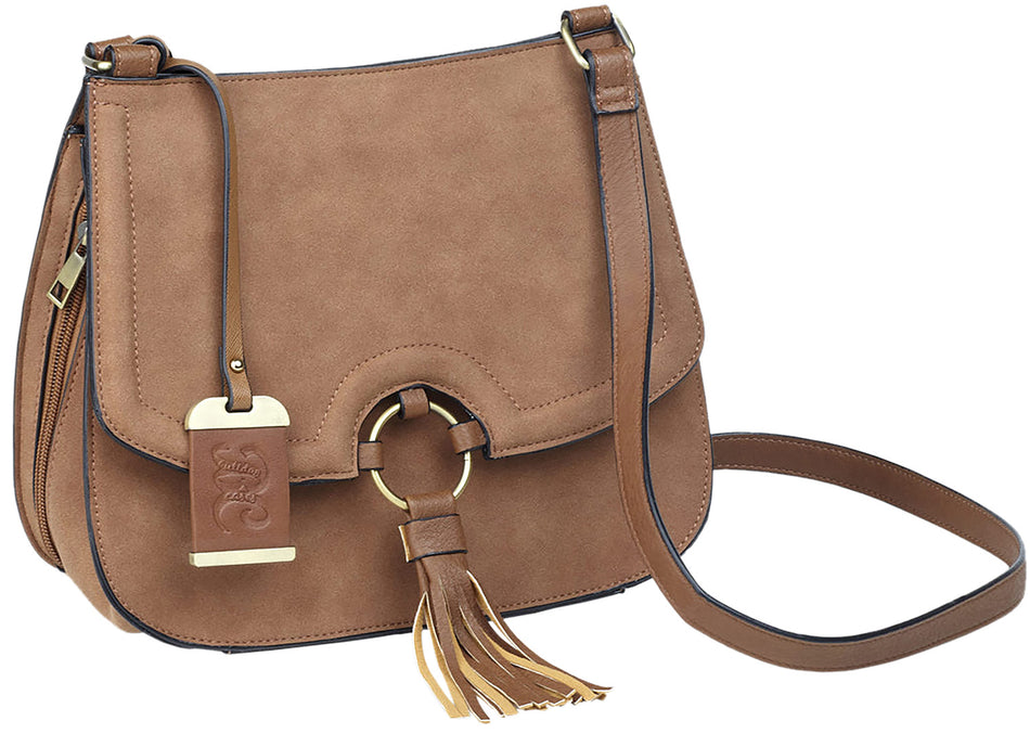 Bulldog BDP034 Cross Body Concealed Carry Purse with Holster Tan Suede for Small Pistols and Revolvers