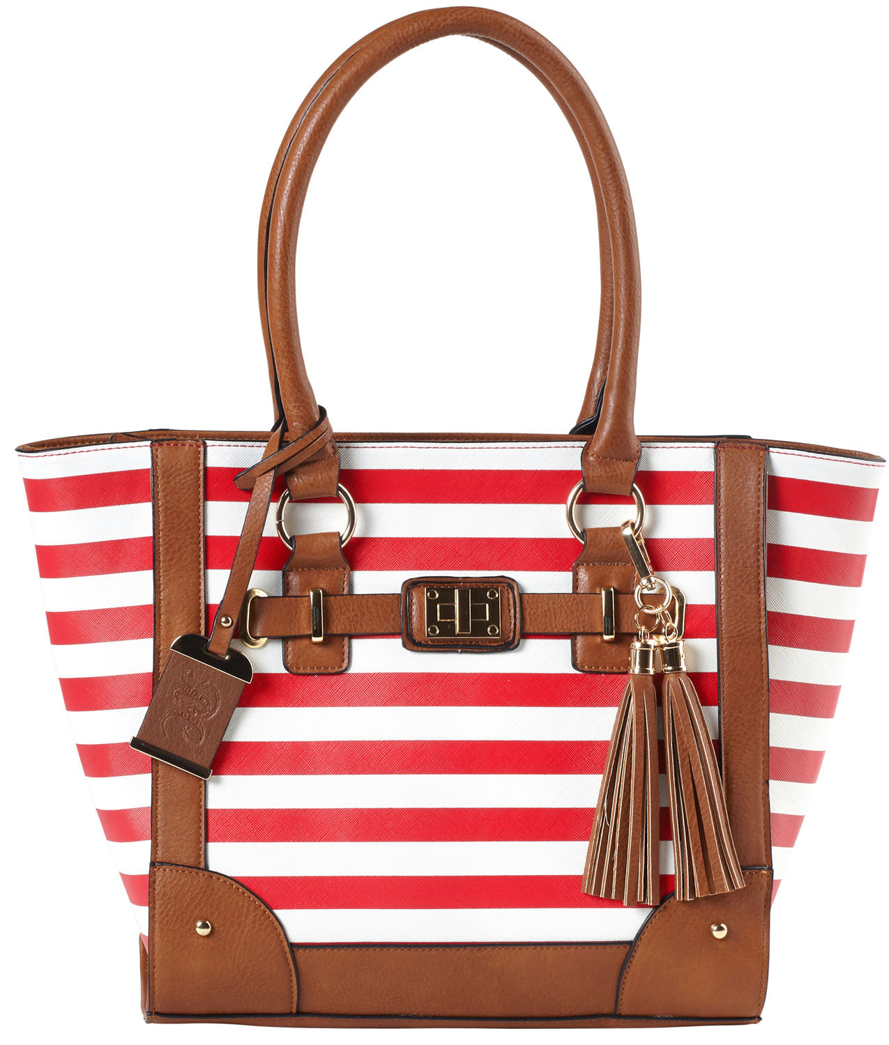 Bulldog BDP051 Tote Concealed Carry Purse with Holster Cherry Stripe Leather for Small Pistols and Revolvers