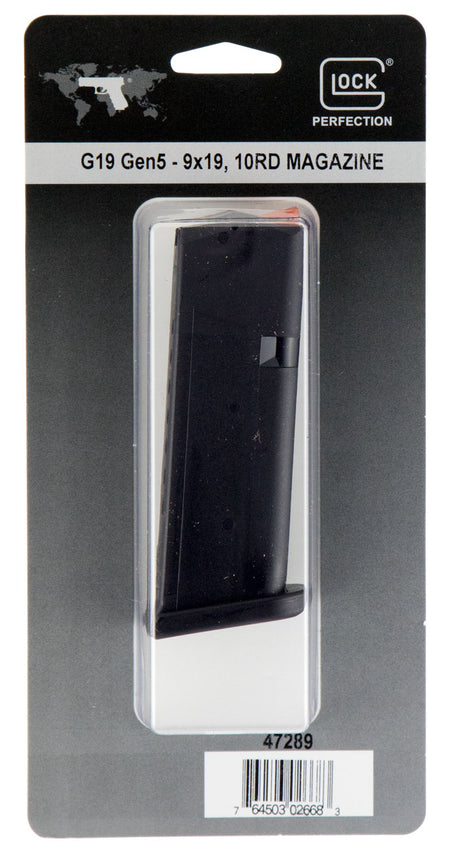 Glock 10rd 9mm Handgun Magazine for Glock 19 Black Polymer