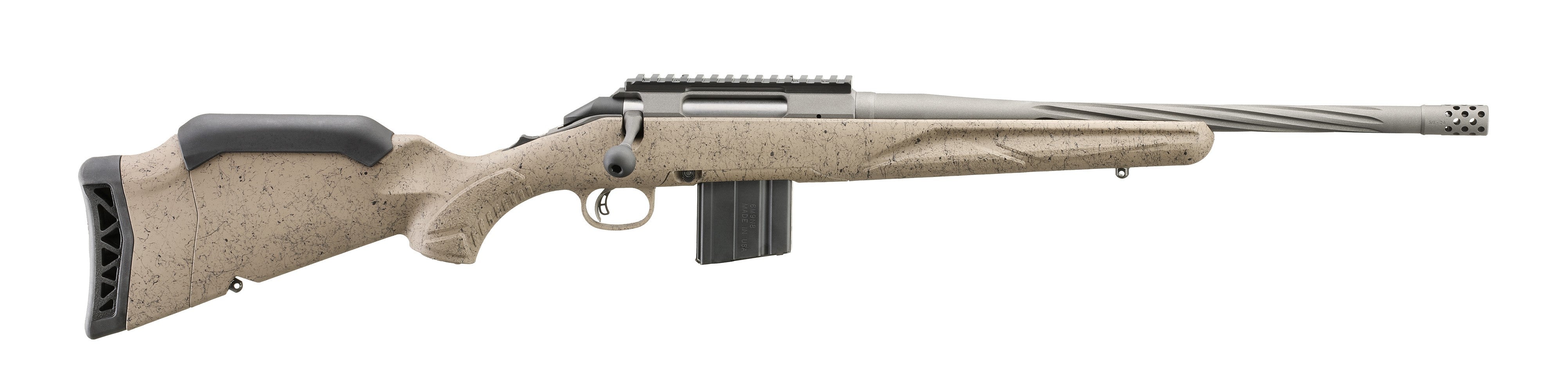 Ruger 46926 American II Ranch Full Size 6mm ARC 10+1 16.10" Cobalt Cerakote Spiral Fluted Threaded Barrel & Alloy Steel Receiver w/Picatinny Rail, Flat Dark Earth Splatter Adj LOP Synthetic Stock