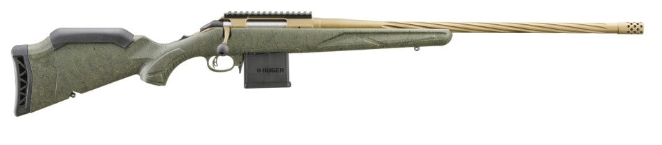 Ruger 46938 American II Predator Full Size 204 Ruger 10+1 22" Burnt Bronze Cerakote Spiral Fluted Threaded Barrel & Alloy Steel Receiver w/Picatinny Rail, Green Splatter Adj LOP Synthetic Stock