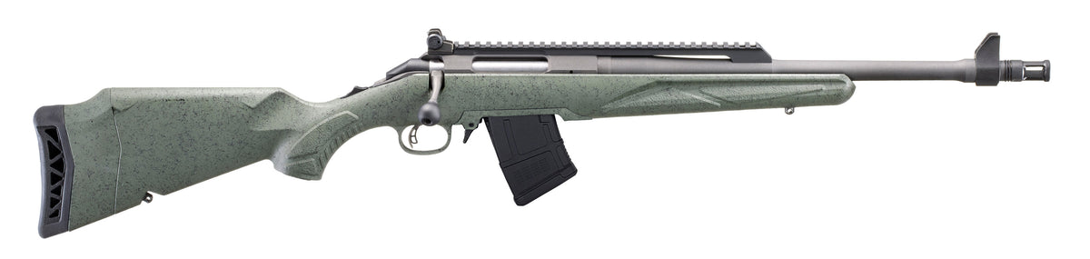 Ruger 46966 American II Scout 7.62x39mm 10+1 16.10" Cobalt Cerakote Threaded Barrel, Alloy Steel Receiver w/Scope Rail, Leaf Green Splatter Adj LOP Synthetic Stock