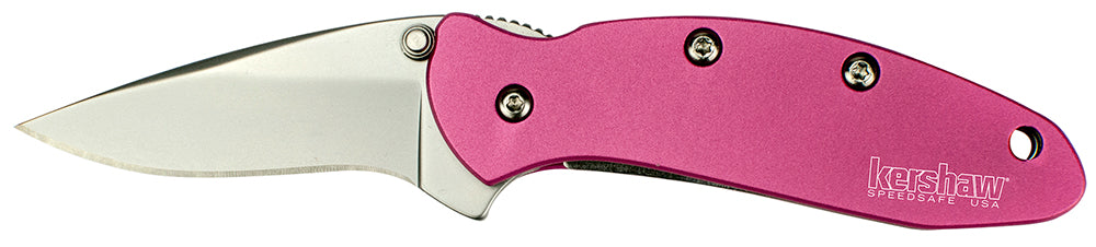 Kershaw 1600PINK Chive 1.90" Folding Drop Point 420HC SS Bead Blasted Blade, Pink Anodized Aluminum Handle