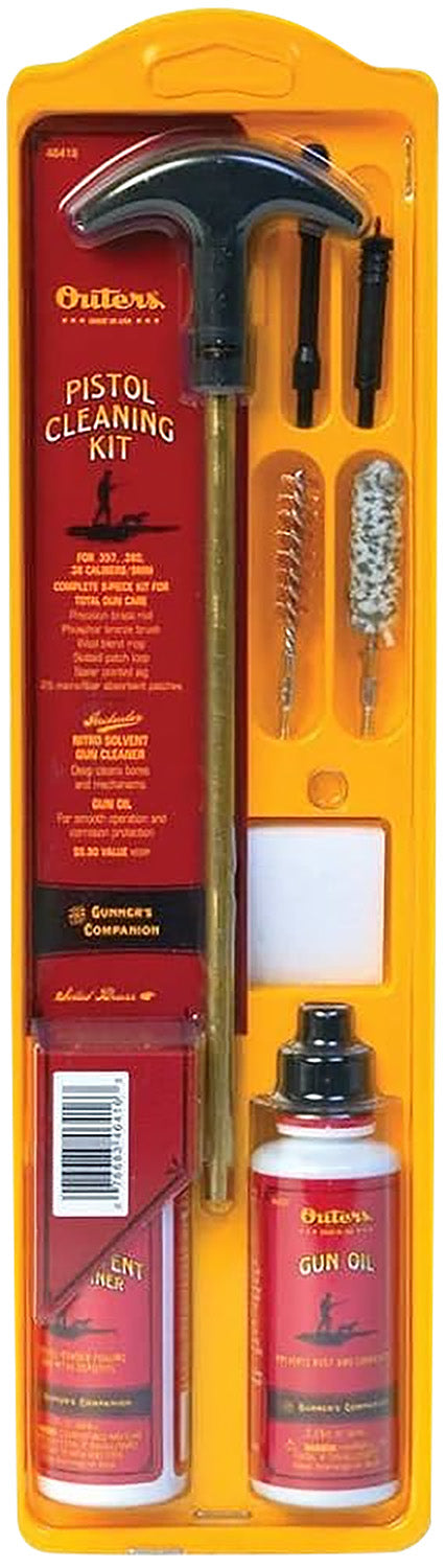 Outers 46410 Brass Rod Universal Pistol Cleaning Kit .22-.45 Cal Clamshell