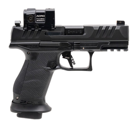 Walther Arms 4797068 PDP Pro ACRO Compact 9mm Luger 10+1 4" Black Polygonal Rifled Barrel, Serrated w/Optic Slide, Black Polymer Frame w/Picatinny Rail, Textured Polymer Grip, Aimpoint Acro P-2 Red Do
