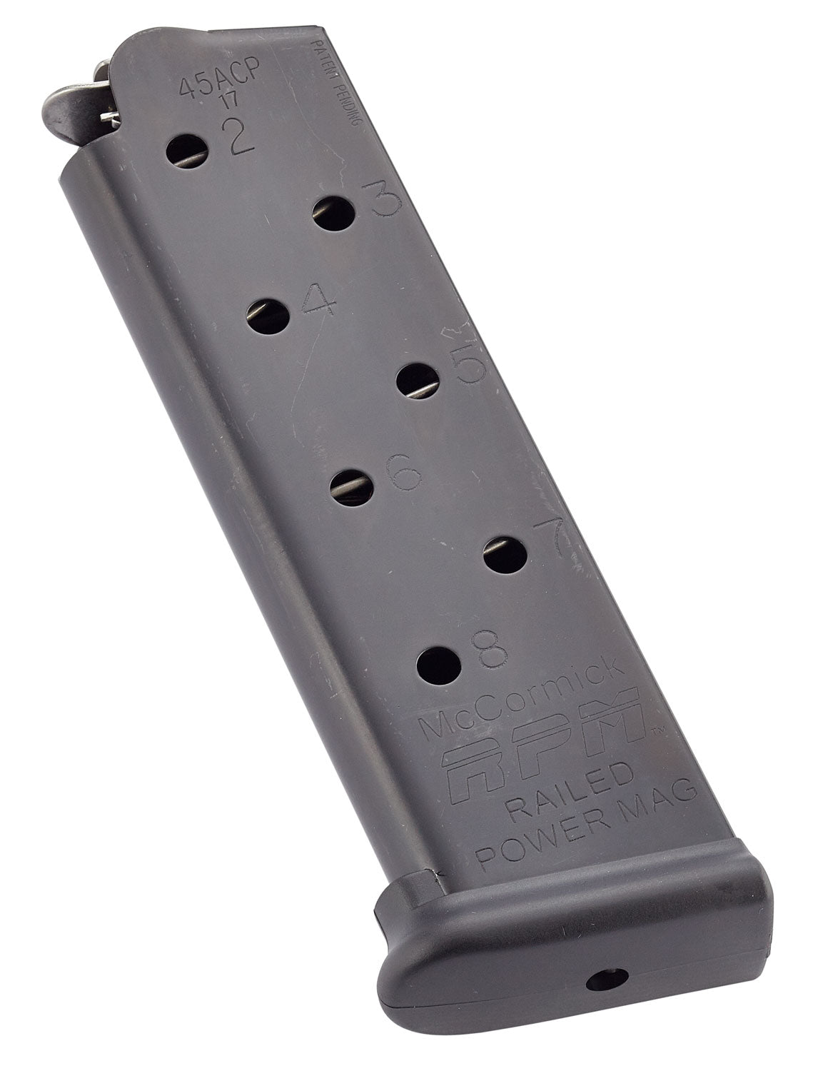 CMC Products MRPM45FS8B Power Mag Railed 8rd .45 ACP 1911 Government Magazine, Black Stainless Steel