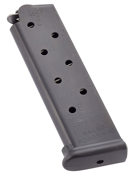 CMC Products MRPM45FS8B Power Mag Railed 8rd .45 ACP 1911 Government Magazine, Black Stainless Steel