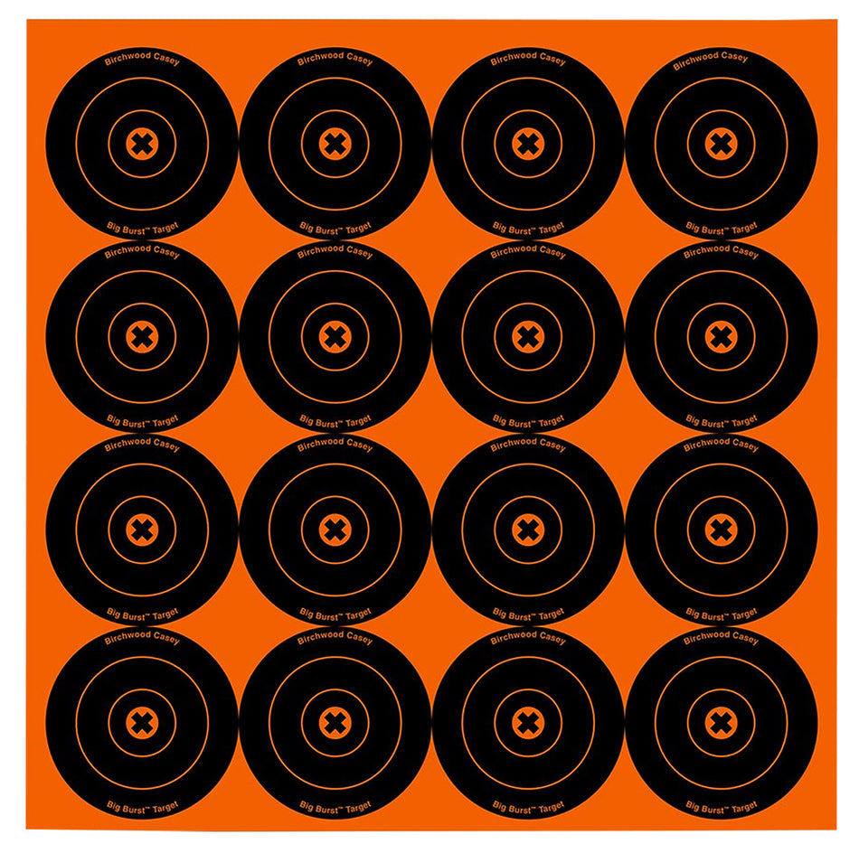 Birchwood Casey Big Burst 3" Bullseye Revealing Self-Adhesive Target Black/Orange 48 Pack