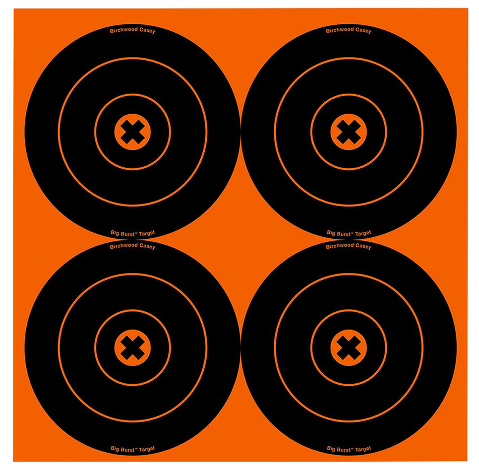 Birchwood Casey Big Burst 6" Bullseye Revealing Self-Adhesive Target Black/Orange 12 Pack