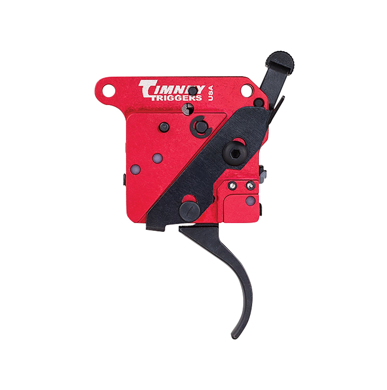 Timney Triggers 533 Two-Stage Curved Trigger 1-1.50 lb Pull Black/Red Finish for Remington 700 Right