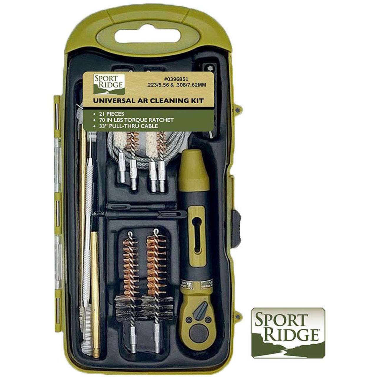 Sport Ridge Universal AR Cleaning Kit 21-Piece with Ratchet .223/5.56mm/.308/7.62mm