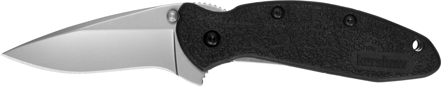Kershaw 1620 Scallion 2.40" Folding Plain 420HC SS Bead Blasted Blade, Black Glass-Filled Nylon Handle with Clip