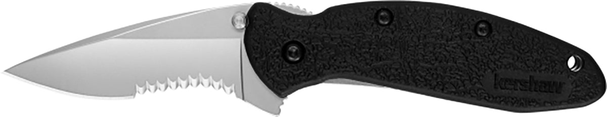 Kershaw 1620ST Scallion 2.40" Folding Drop Point Part Serrated 420HC SS Bead Blasted Blade, Black Nylon Handle