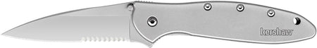Kershaw 1660ST Leek 3" Folding Drop Point Part Serrated 14C28N Steel Blade, Bead Blasted 410 SS Handle
