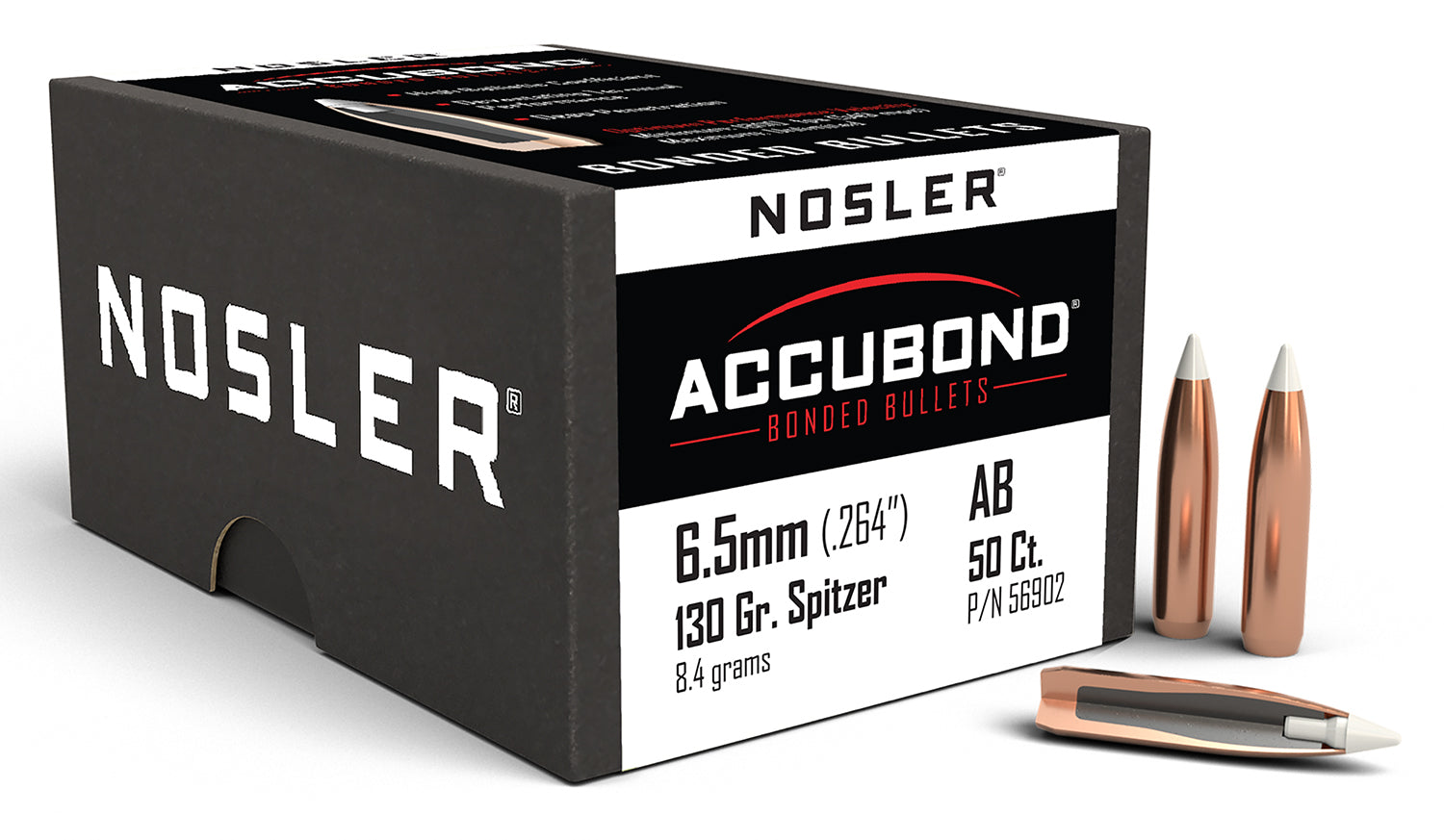 Nosler 56902 6.5 Creedmoor 130gr AccuBond Bonded Spitzer Point 50/Box