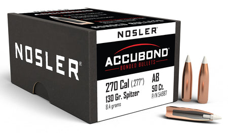 Nosler AccuBond Bullets 270 Win 130gr Spitzer Point 50-Count Box