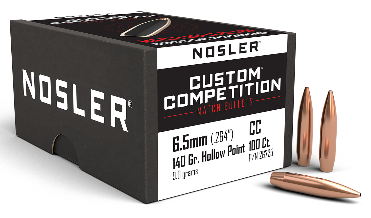 Nosler Custom Competition Match Bullets 6.5 Creedmoor 140gr HPBT 100-Count